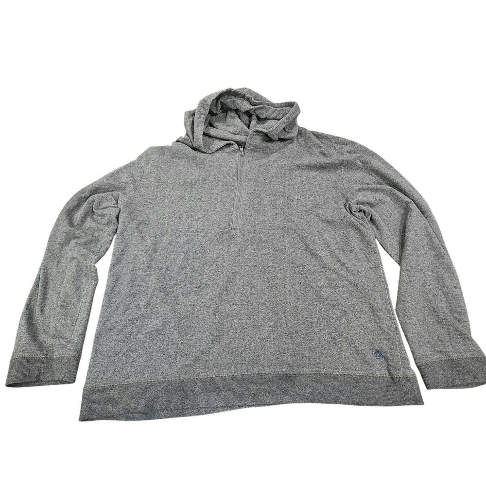 Original Penguin Quarter Zip Hooded Pullover Heather Gray Men’s XL